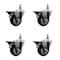 Service Caster 35 Inch Maroon Polyurethane 12 Inch Threaded Stem Caster Set with Brake SCC-TS20S3514-PPUB-MRN-PLB-121315-4 - alternate 1